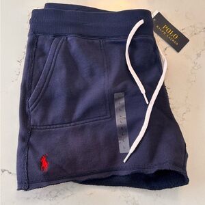 Ralph Lauren Jogger Shorts Navy Blue Red Polo NWT Womens Large Preppy